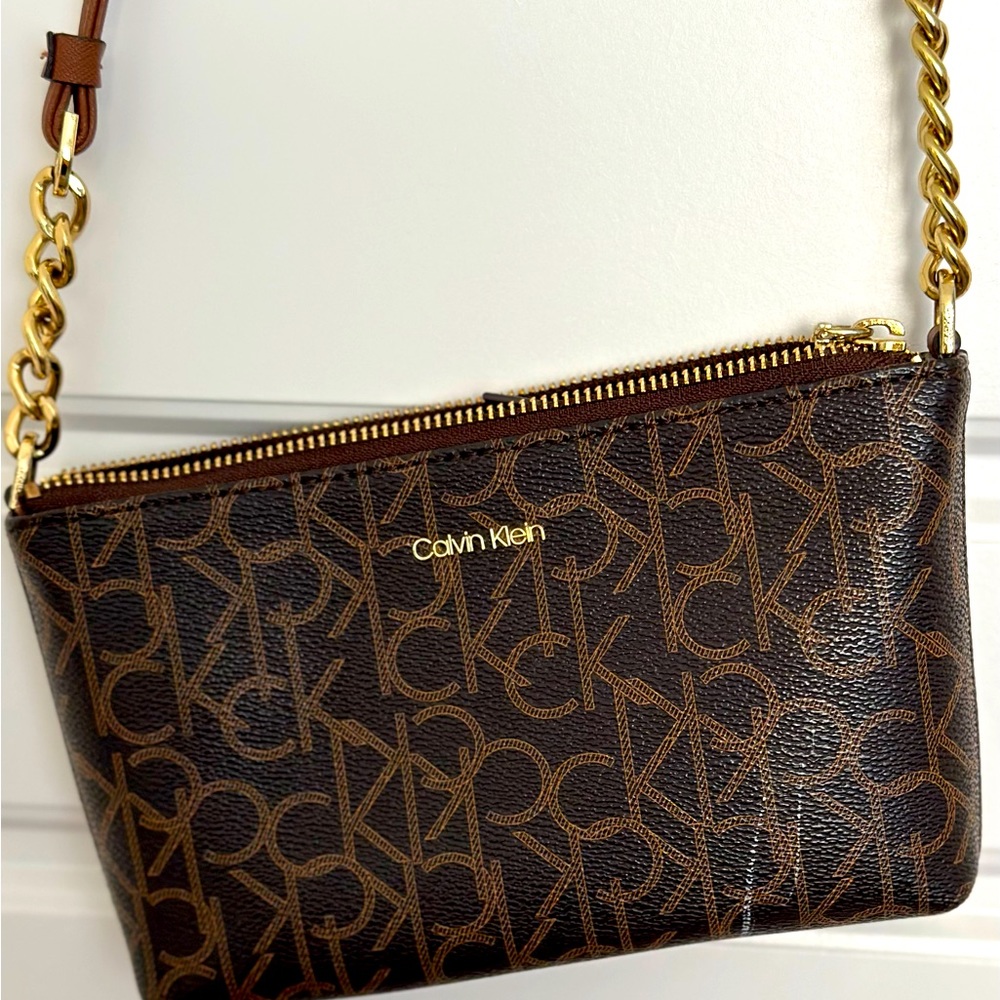 Calvin Klein Brown Logo Crossbody Bag